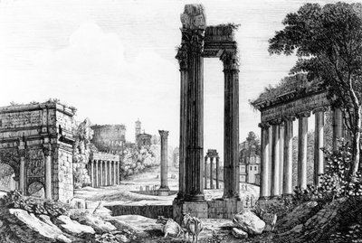 1817年のフォロロマーノの概観 作： Luigi Rossini